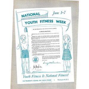 Vintage 1958 National Youth Fitness Week Print Ad President Dwight D Eisenhower